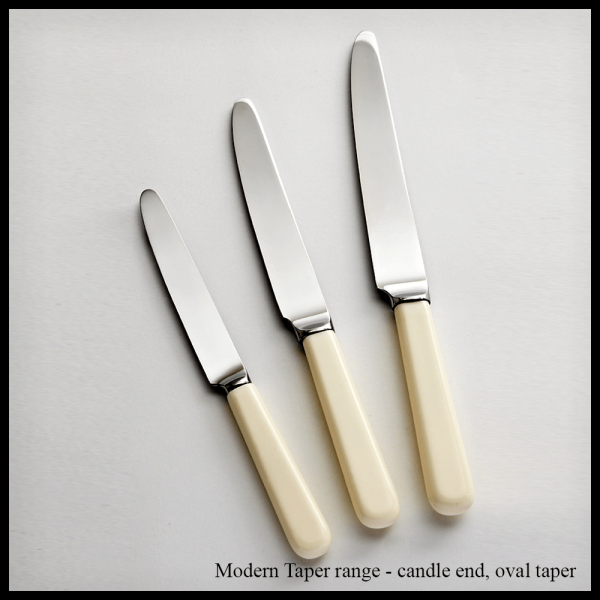 cream handled cutlery Modern Taper range – candle end oval taper