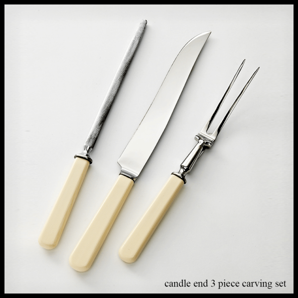 immitation bone cutlery candle end 3 piece carving set