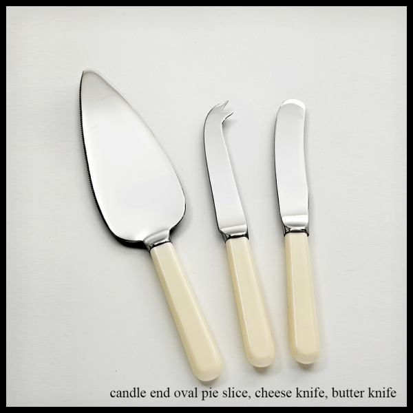 cream handled cutlery candle end oval pie slice – cheese knife – butter knife