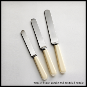 cream handled cutlery parallel blade - candle end - rounded handle