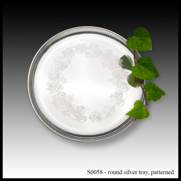 S0058P Round Silver Tray – Patterned-min