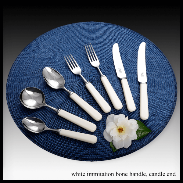 Cream immitation bone handle cutlery – candle end Cream immitation bone handle cutlery – candle end